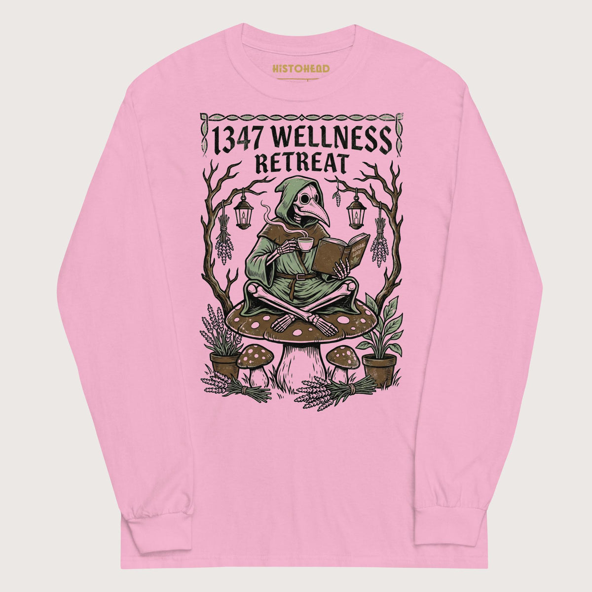 Light Pink Plague Doctor Wellness Retreat - Long Sleeve - history buff gift by HistoHead