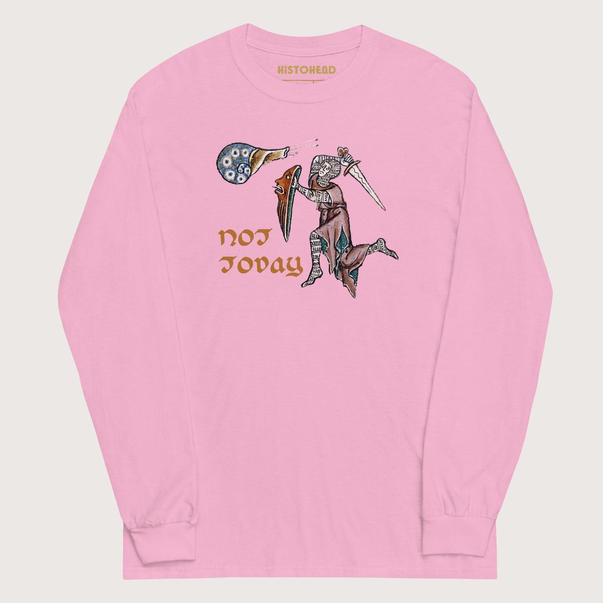 Light Pink Not Today Snail - Long Sleeve - history buff gift by HistoHead