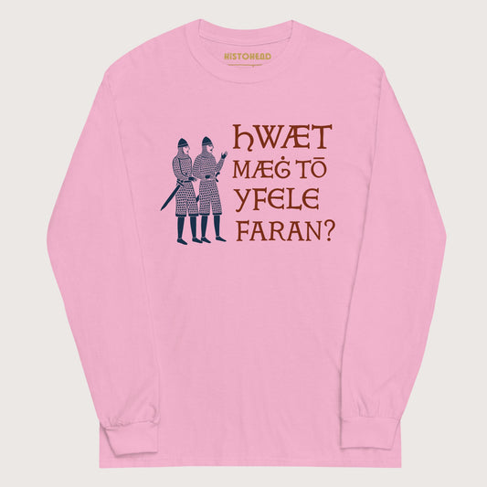 Light Pink What Could Possibly Go Wrong in Old English - Long Sleeve - history buff gift by HistoHead