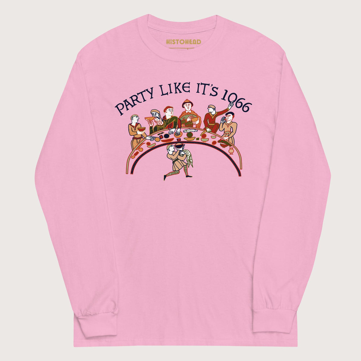 Light Pink Bayeux Tapestry Party Like It's 1066 - Long Sleeve - history buff gift by HistoHead