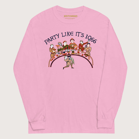 Light Pink Bayeux Tapestry Party Like It's 1066 - Long Sleeve - history buff gift by HistoHead