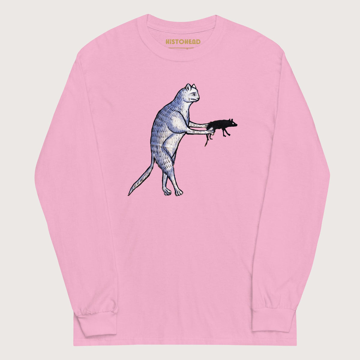 Light Pink Weird Medieval Cat's Mouse-Gun - Long Sleeve - history buff gift by HistoHead