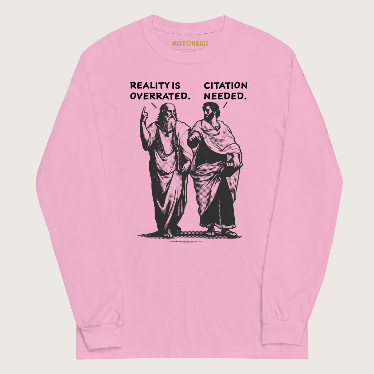 Light Pink Plato & Aristotle Debate - Long Sleeve - history buff gift by HistoHead