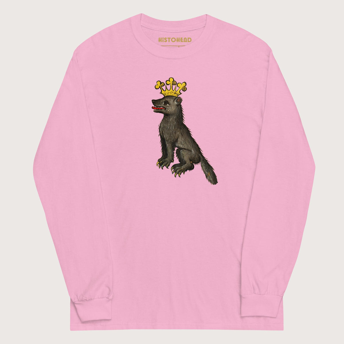 Light Pink Medieval Wolf King - Long Sleeve - history buff gift by HistoHead