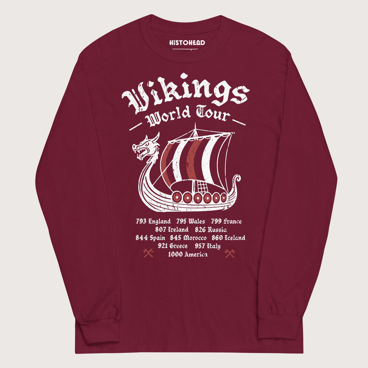 Maroon Vikings World Tour - Long Sleeve - history buff gift by HistoHead
