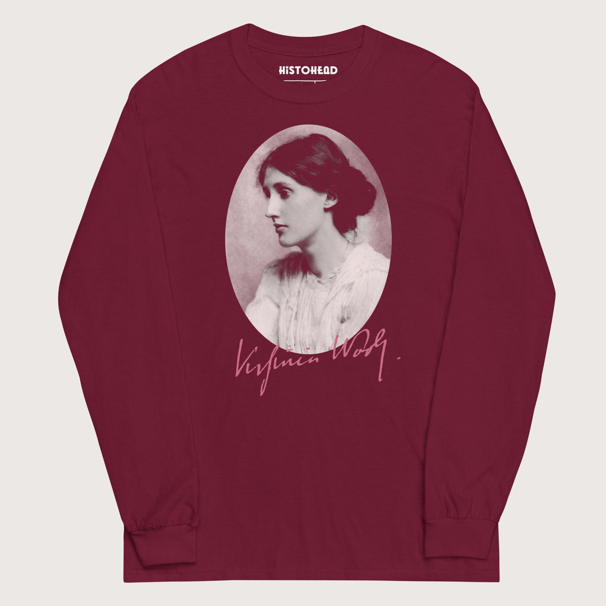 Maroon Virginia Woolf - Long Sleeve - history buff gift by HistoHead