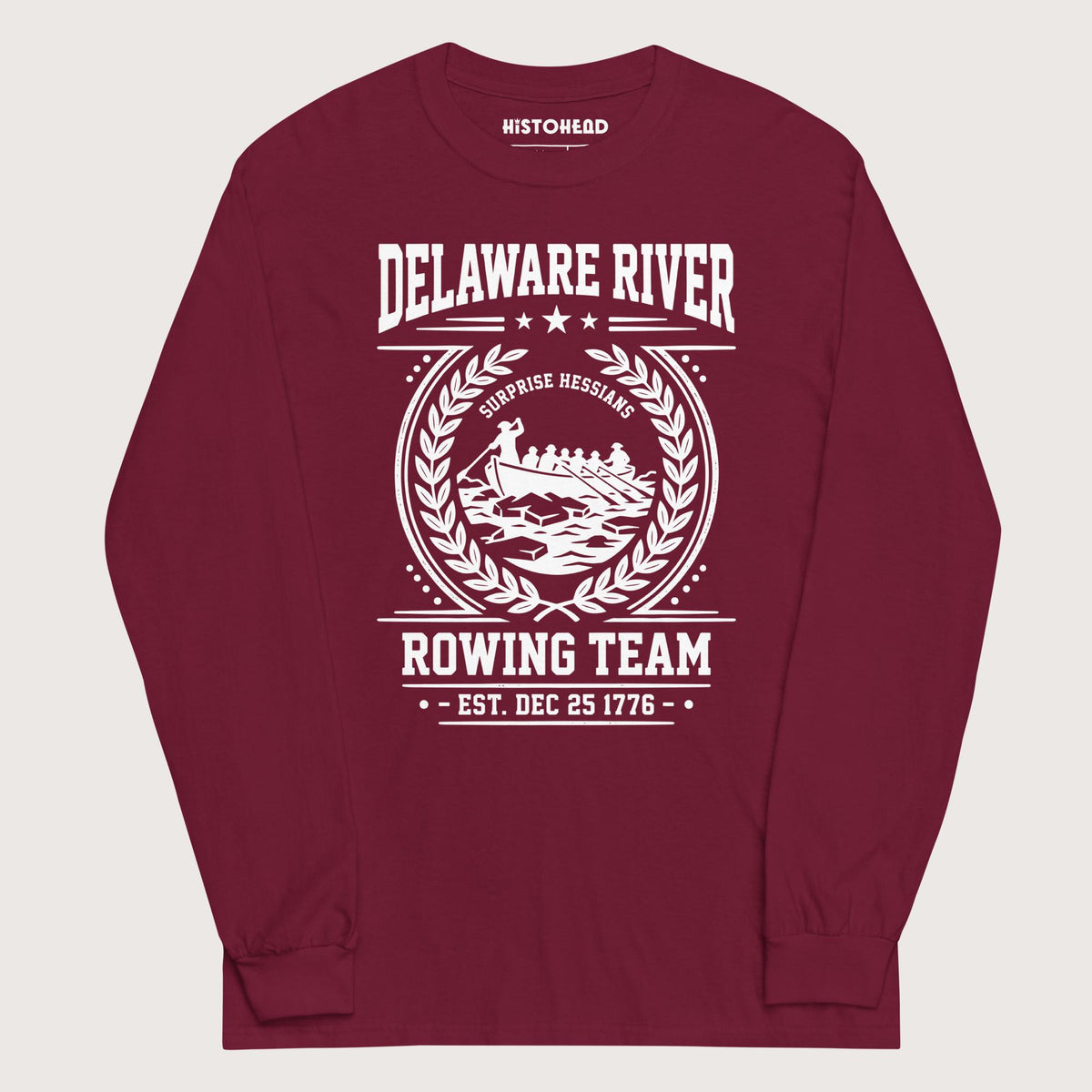 Maroon Delaware River Rowing Team - Long Sleeve - history buff gift by HistoHead