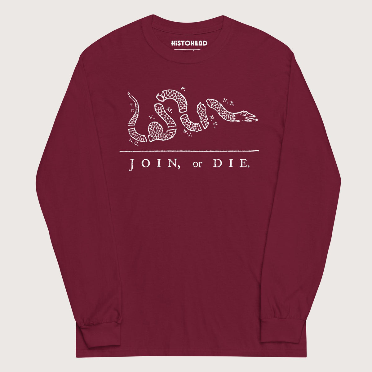 Maroon Join Or Die - Long Sleeve - history buff gift by HistoHead
