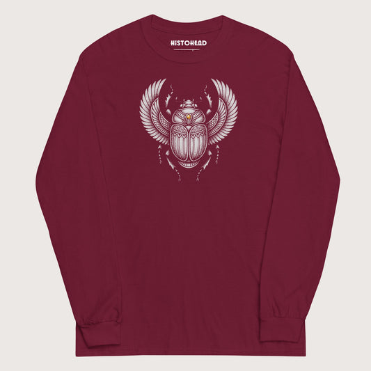 Maroon Khepri God of Rebirth - Long Sleeve - history buff gift by HistoHead