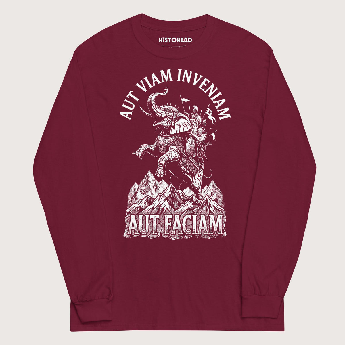Maroon Aut Viam Inveniam Hannibal Quote - Long Sleeve - history buff gift by HistoHead
