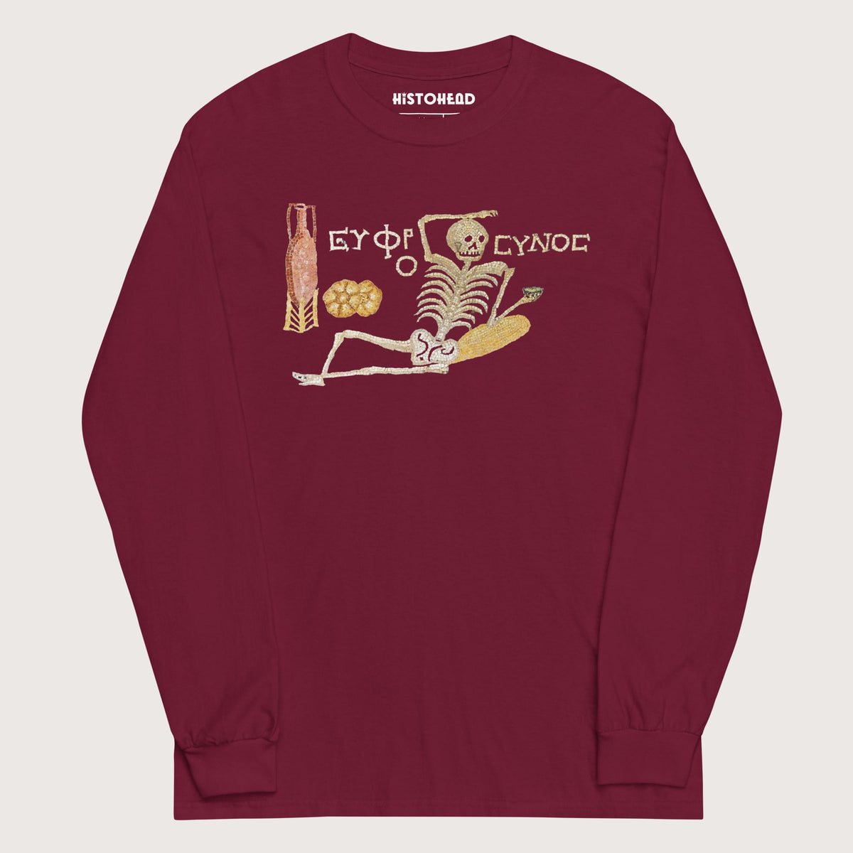 Maroon Skeleton Mosaic - Long Sleeve - history buff gift by HistoHead