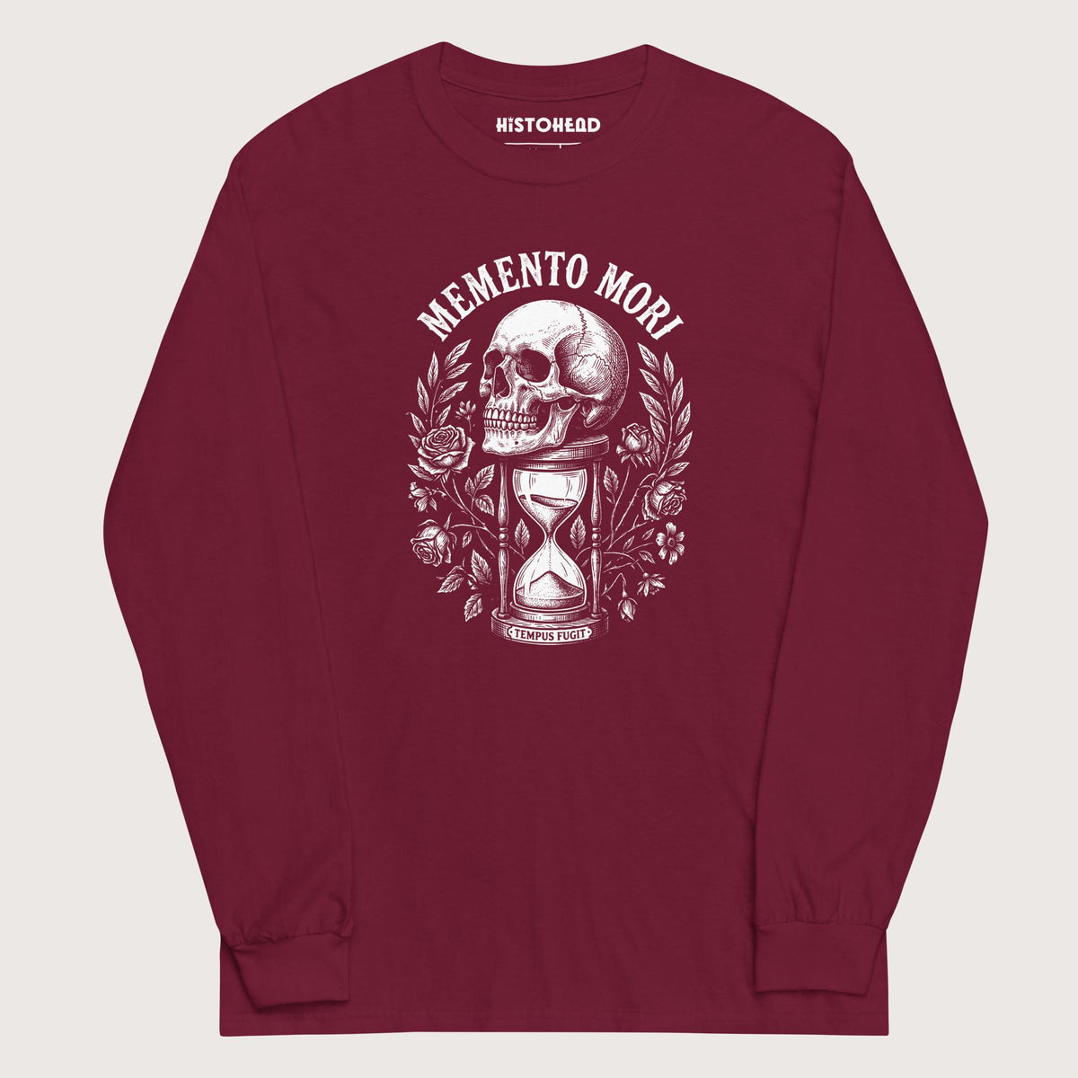 Maroon Memento Mori Tempus Fugit - Long Sleeve - history buff gift by HistoHead