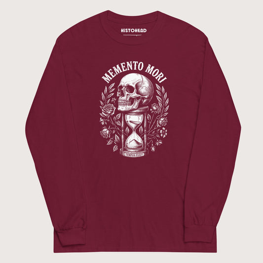 Maroon Memento Mori Tempus Fugit - Long Sleeve - history buff gift by HistoHead