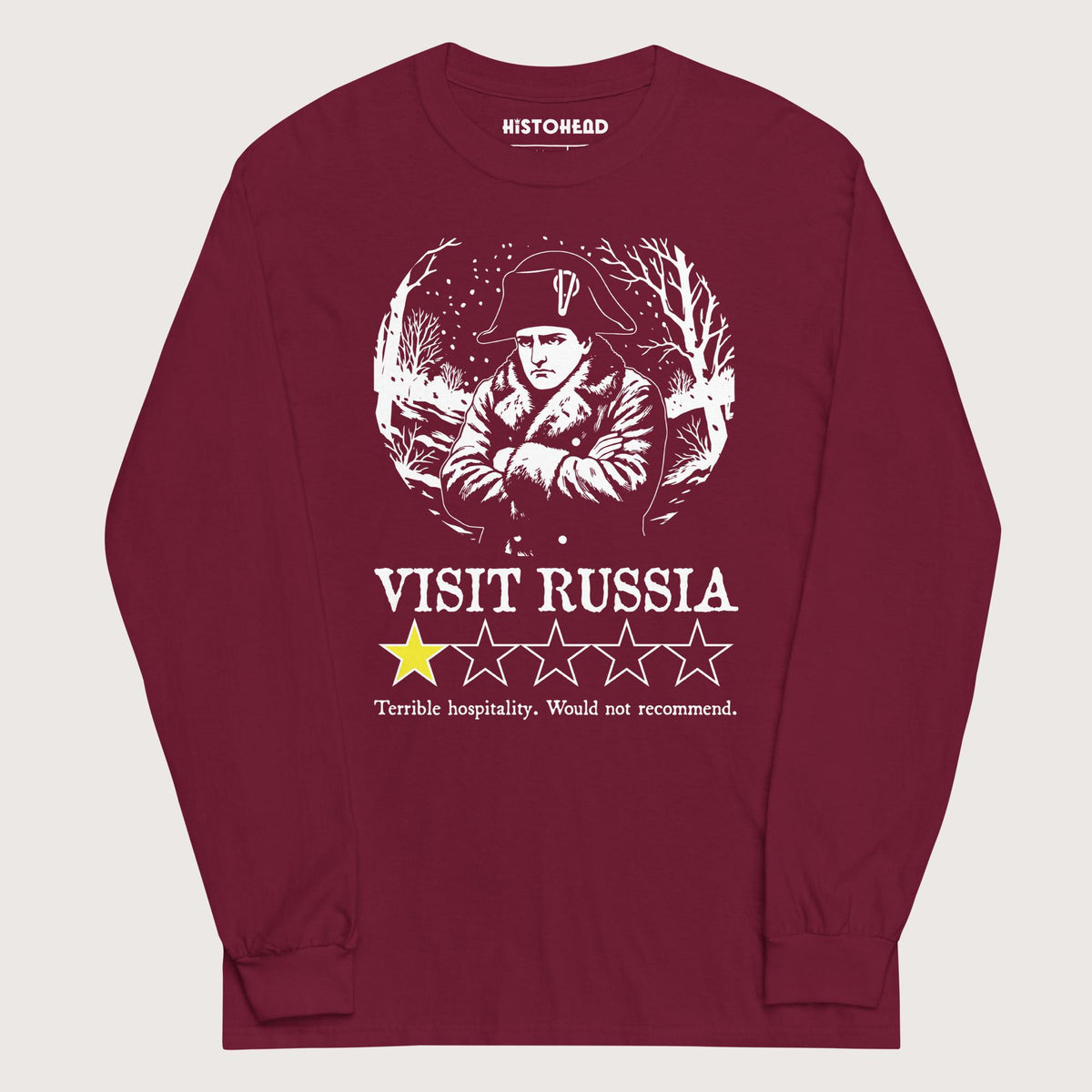 Maroon Napoleon Visit Russia Review - Long Sleeve - history buff gift by HistoHead
