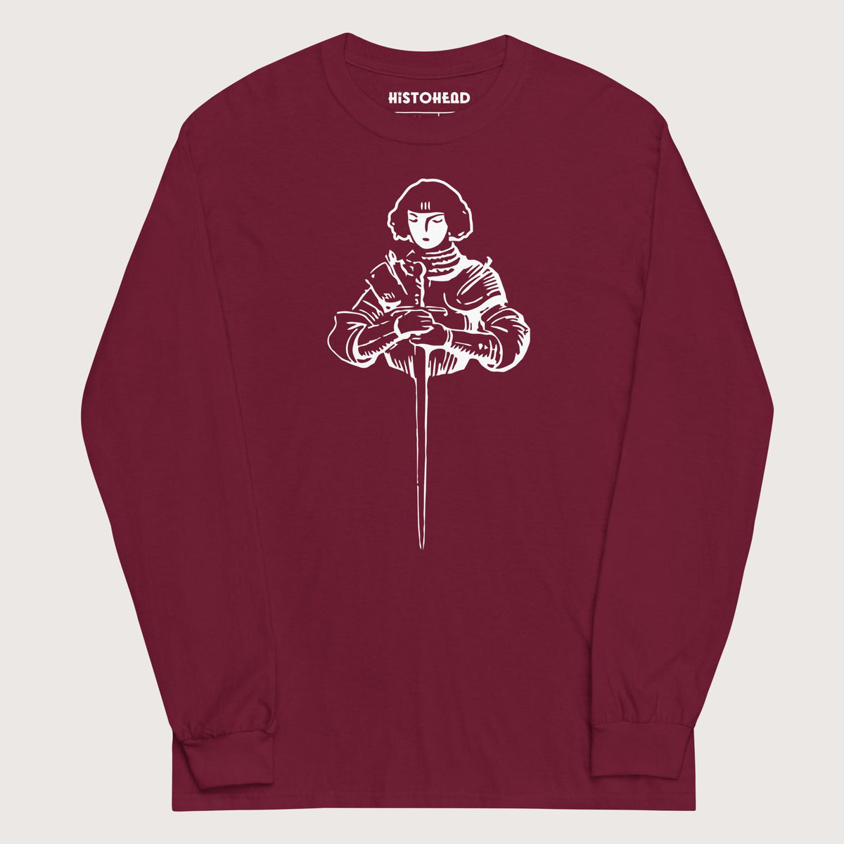 Maroon Joan of Arc Stamp - Long Sleeve - history buff gift by HistoHead