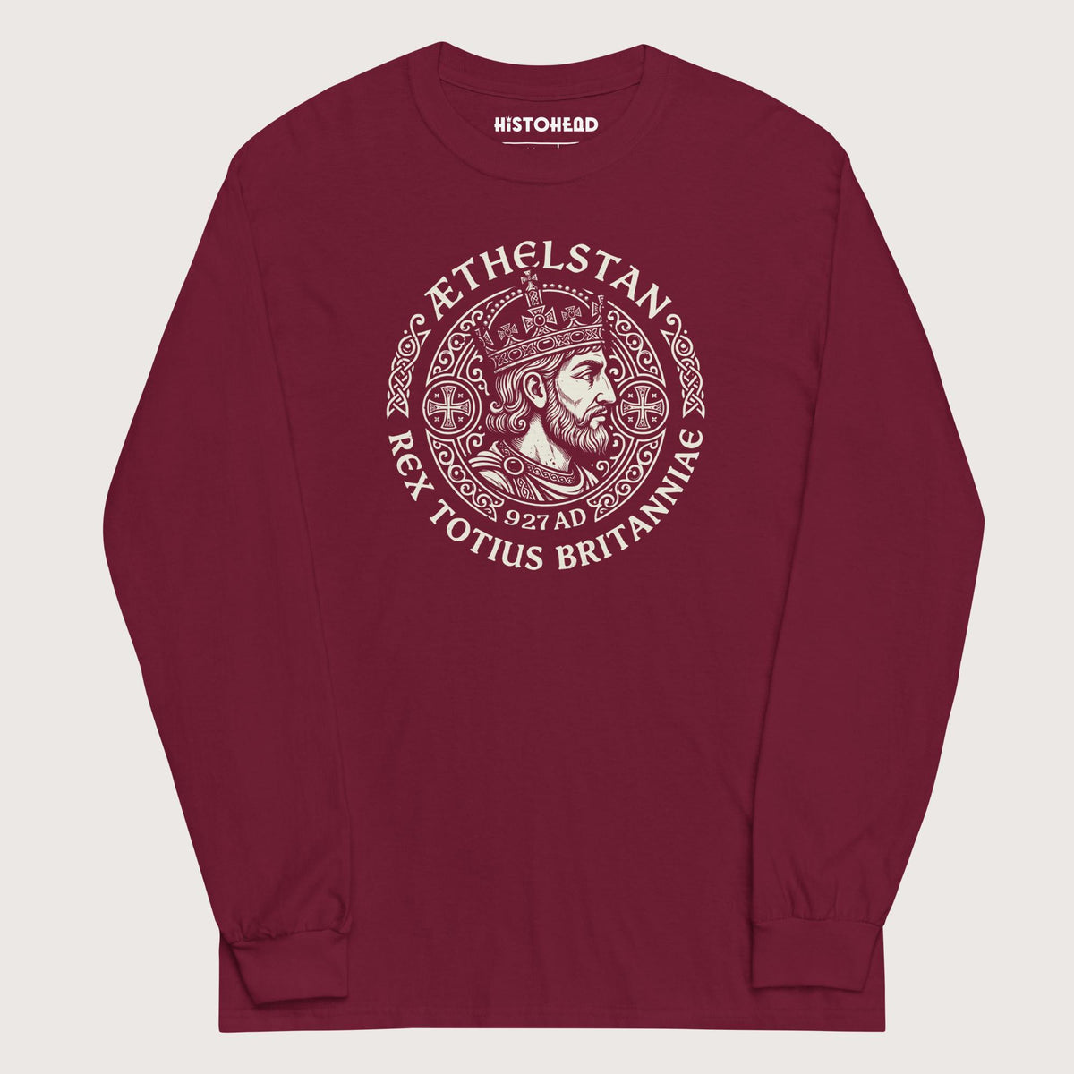 Maroon Æthelstan King of All Britain - Long Sleeve - history buff gift by HistoHead