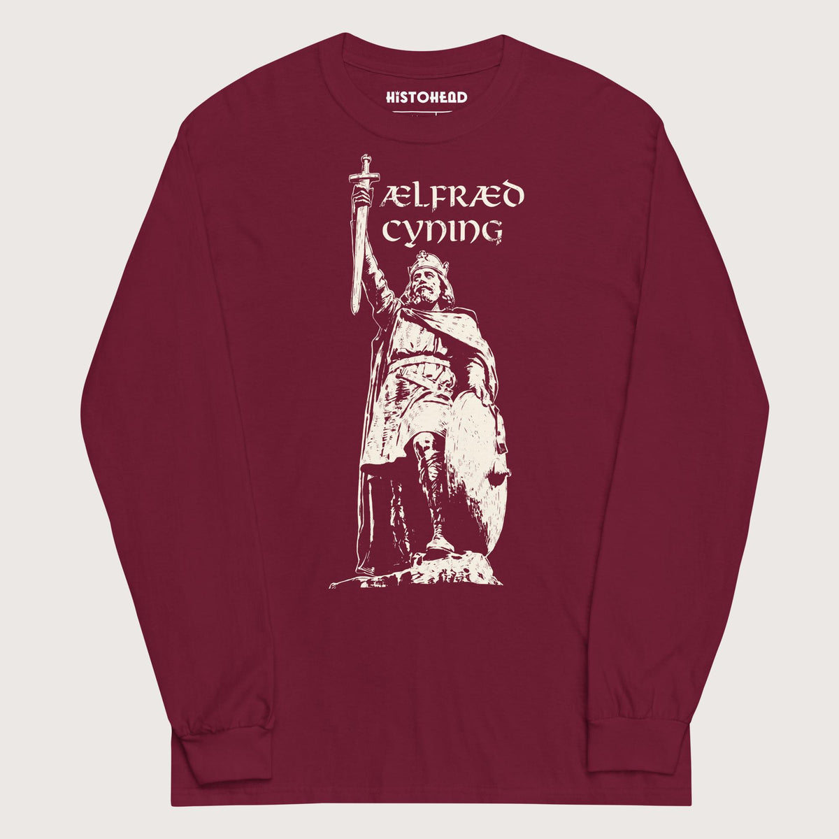 Maroon Alfred the Great - Long Sleeve - history buff gift by HistoHead