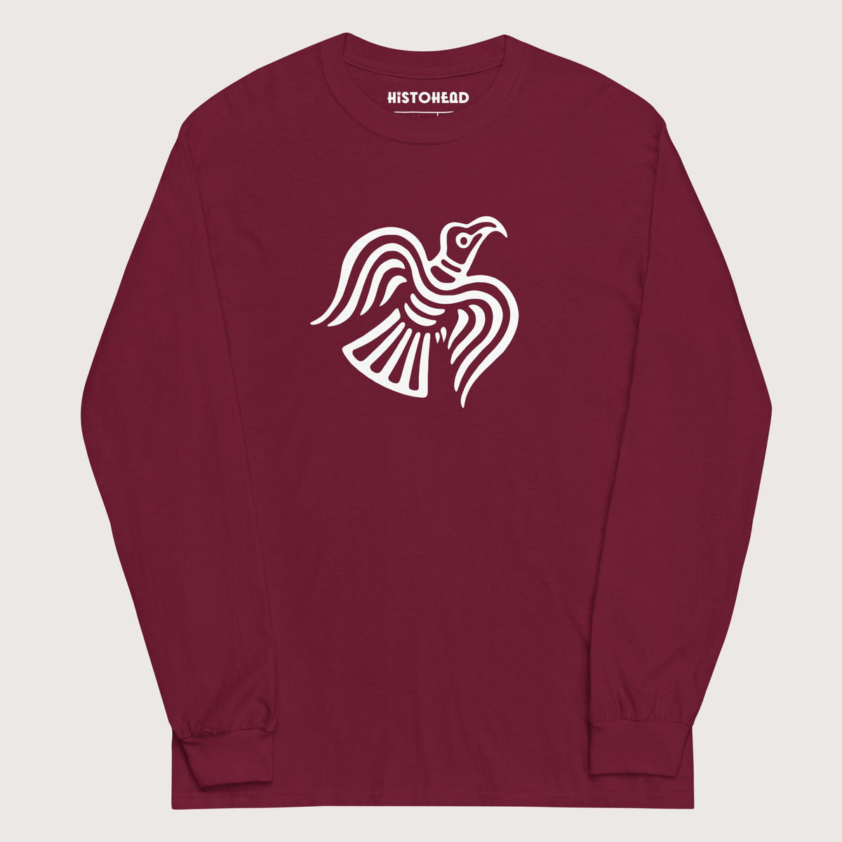 Maroon Viking Raven Symbol - Long Sleeve - history buff gift by HistoHead