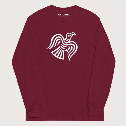 Maroon Viking Raven Symbol - Long Sleeve - history buff gift by HistoHead