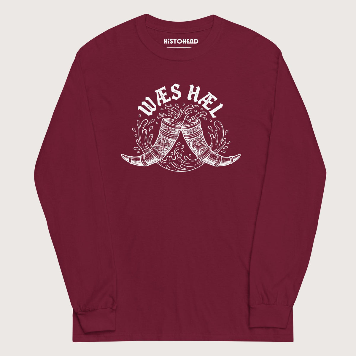 Maroon Wæs Hæl - Long Sleeve - history buff gift by HistoHead