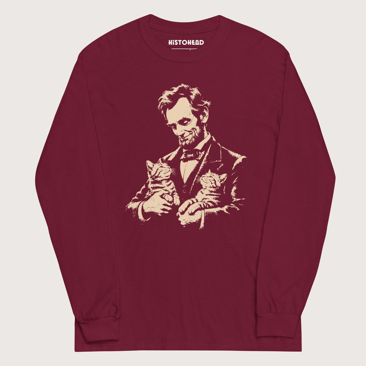 Maroon Lincoln's Cats - Long Sleeve - history buff gift by HistoHead