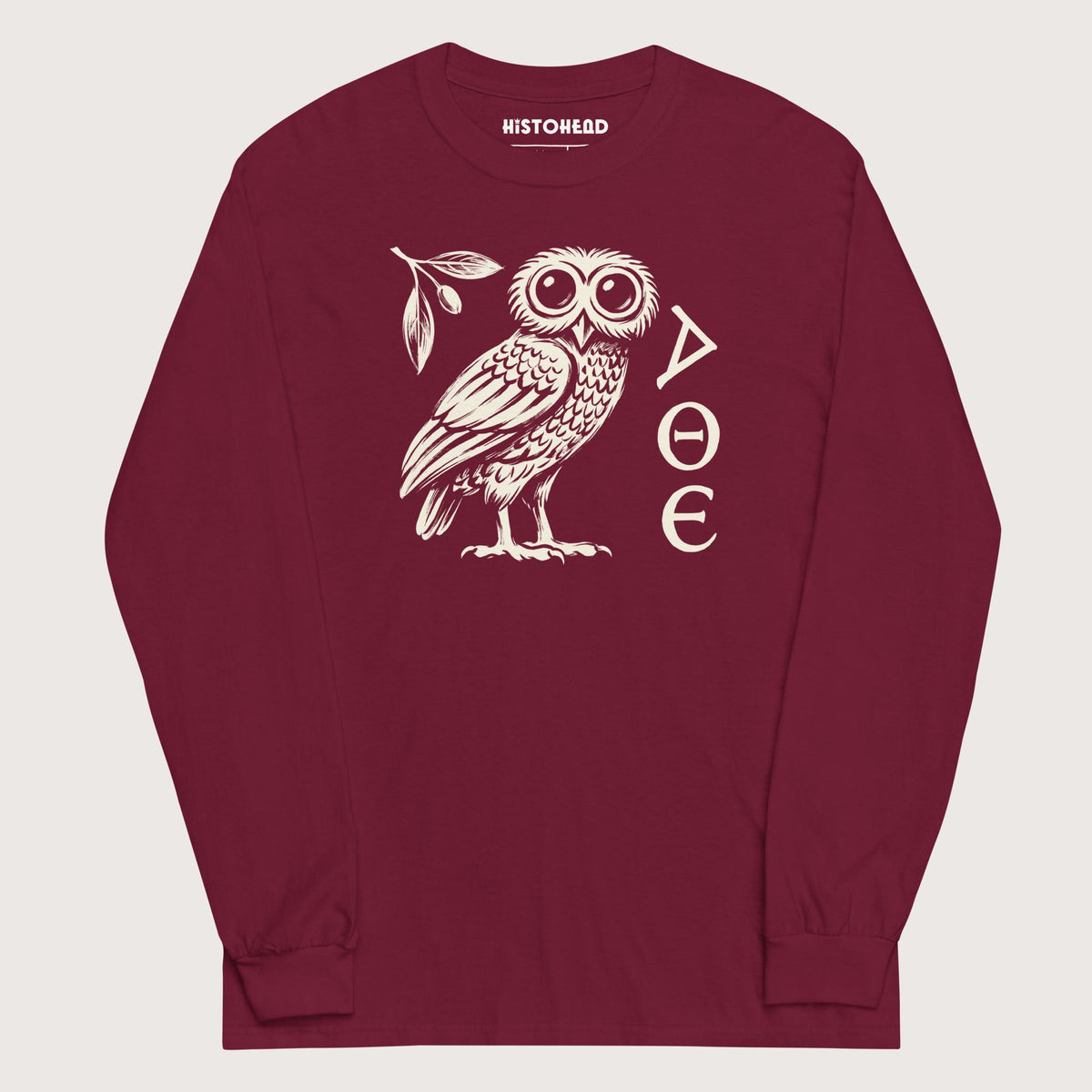 Maroon Owl of Athena - Long Sleeve - history buff gift by HistoHead
