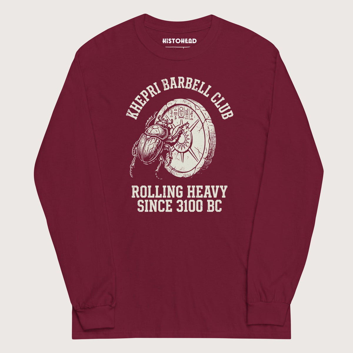Maroon Khepri Barbell Club - Long Sleeve - history buff gift by HistoHead
