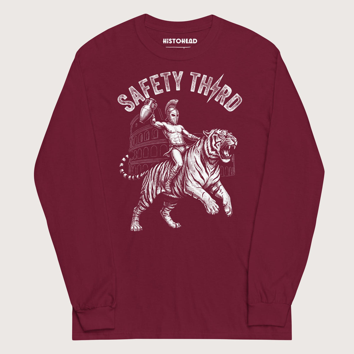 Maroon Gladiator Safety Third - Long Sleeve - history buff gift by HistoHead