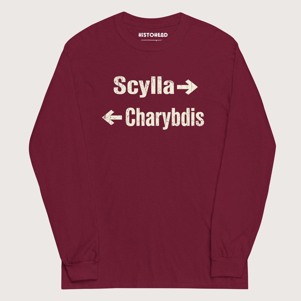 Maroon Between Scylla and Charybdis - Long Sleeve - history buff gift by HistoHead