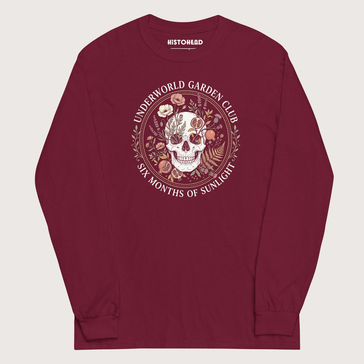 Maroon Persephone Underworld Garden Club - Long Sleeve - history buff gift by HistoHead