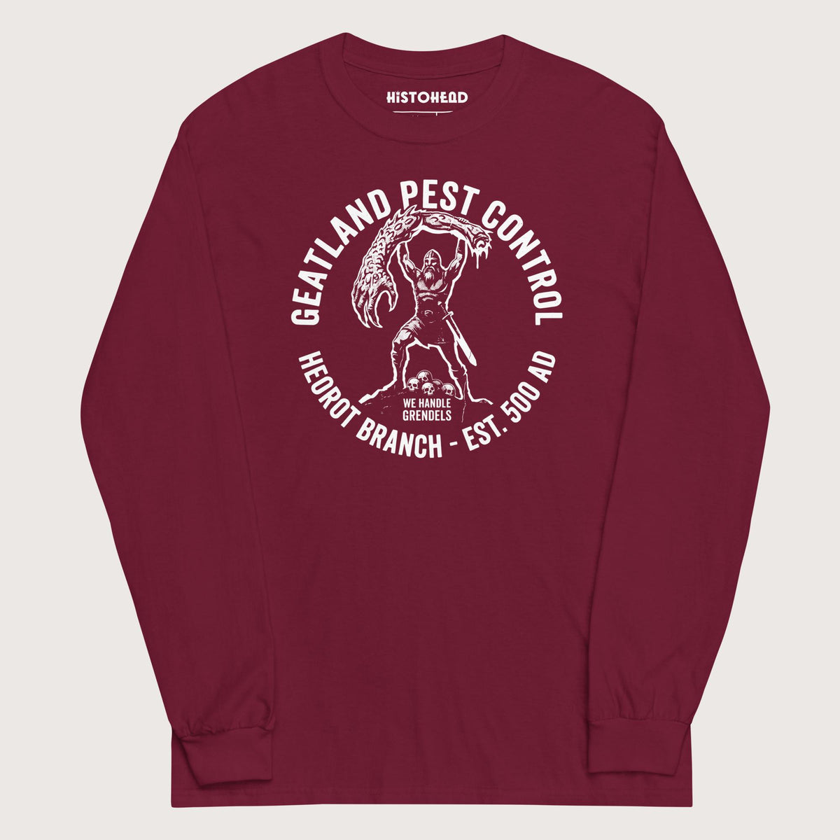 Maroon Geatland Pest Control - Long Sleeve - history buff gift by HistoHead