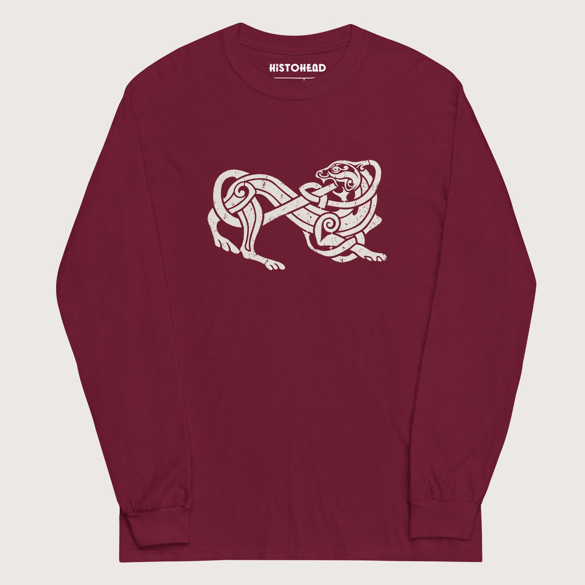 Maroon Norse Lion - Long Sleeve - history buff gift by HistoHead