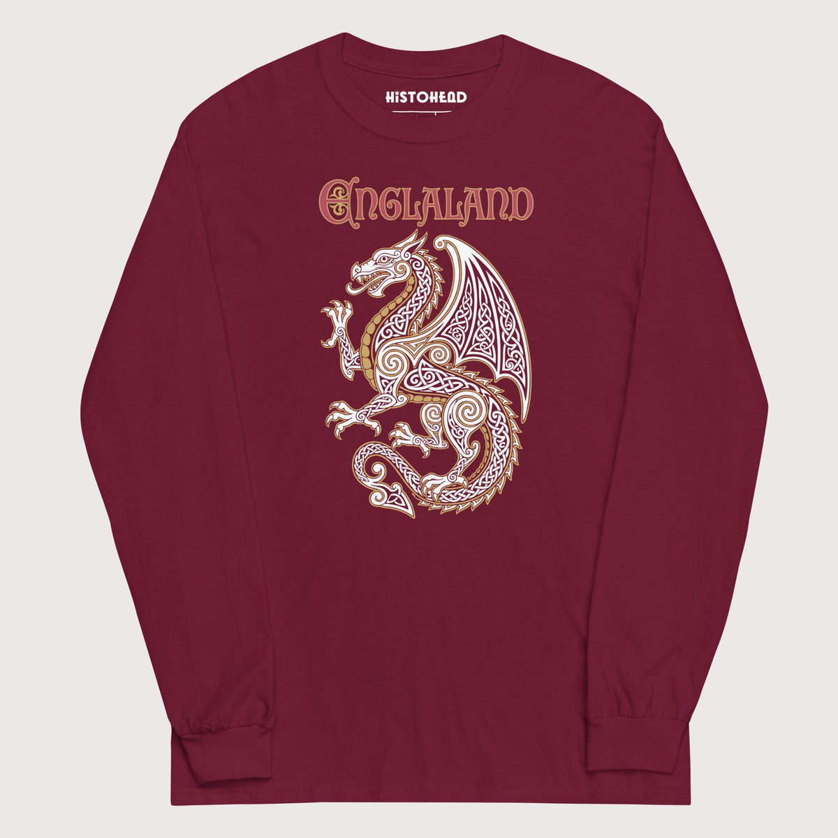 Maroon Englaland Dragon - Long Sleeve - history buff gift by HistoHead