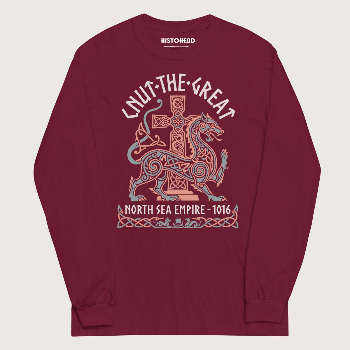 Maroon Cnut the Great - Long Sleeve - history buff gift by HistoHead