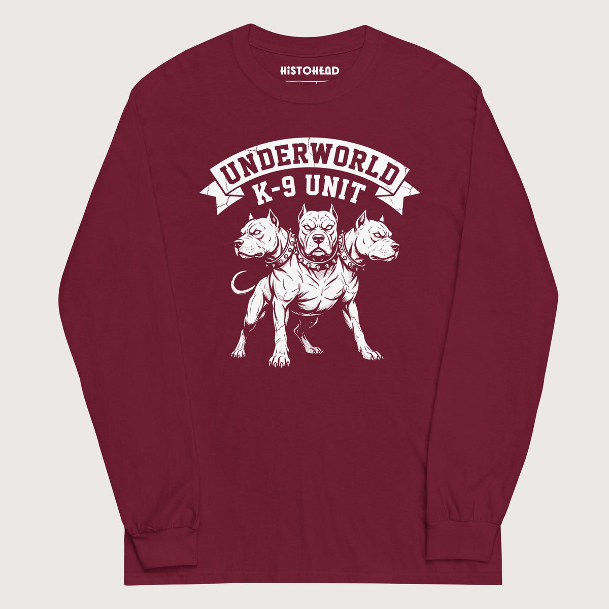 Maroon Cerberus Underworld K-9 Unit - Long Sleeve - history buff gift by HistoHead