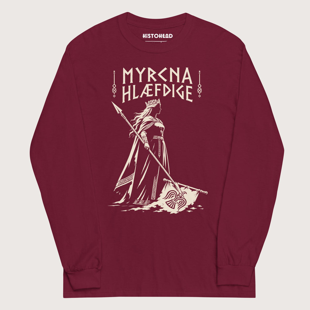 Maroon Æthelflæd Myrcna Hlæfdige - Long Sleeve - history buff gift by HistoHead