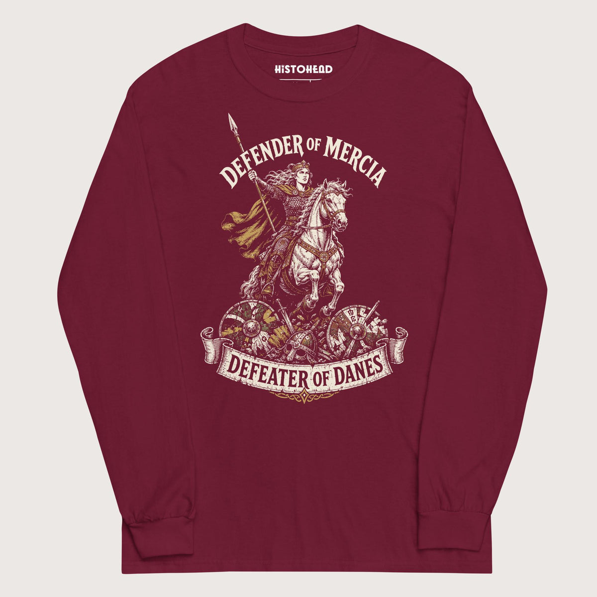 Maroon Æthelflæd Defender of Mercia - Long Sleeve - history buff gift by HistoHead