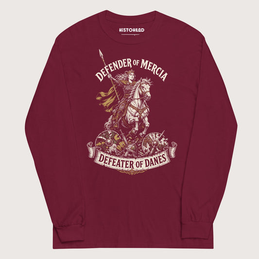 Maroon Æthelflæd Defender of Mercia - Long Sleeve - history buff gift by HistoHead