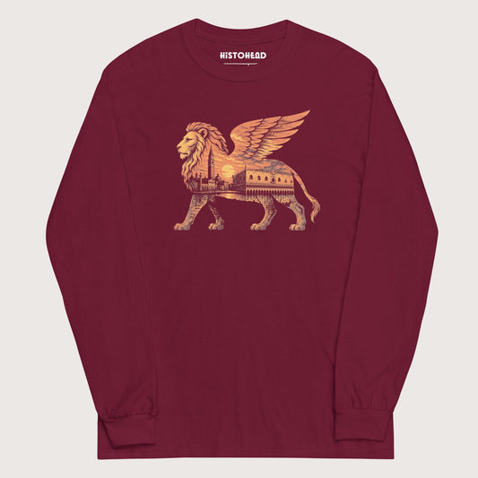 Maroon Winged Lion of the Lagoon - Long Sleeve - history buff gift by HistoHead