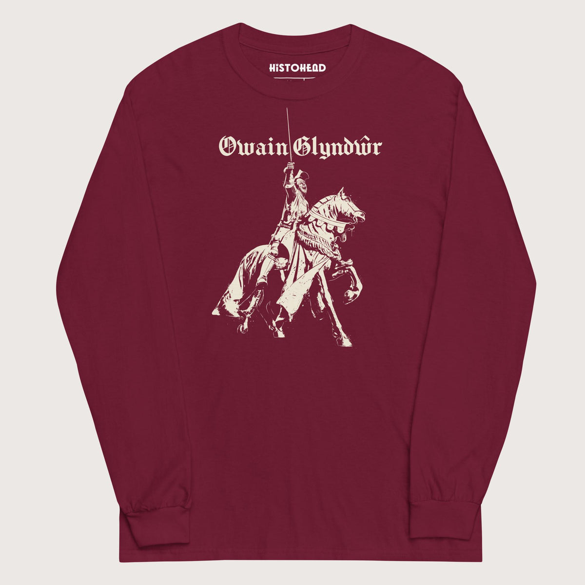 Maroon Owain Glyndŵr Statue - Long Sleeve - history buff gift by HistoHead