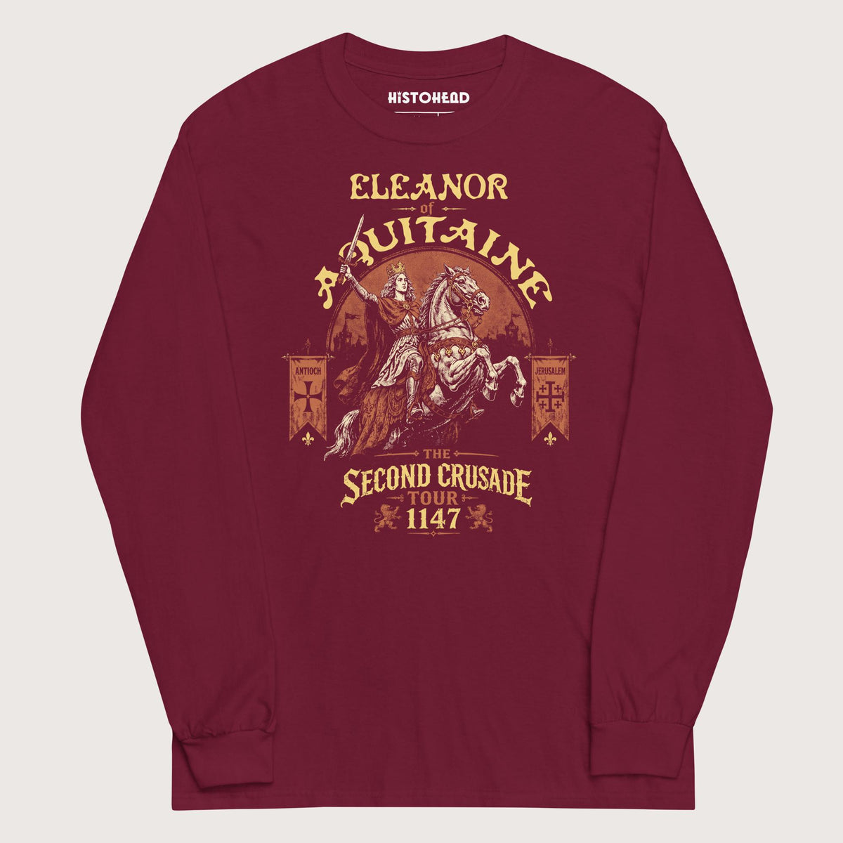 Maroon Eleanor of Aquitaine Second Crusade Tour - Long Sleeve - history buff gift by HistoHead