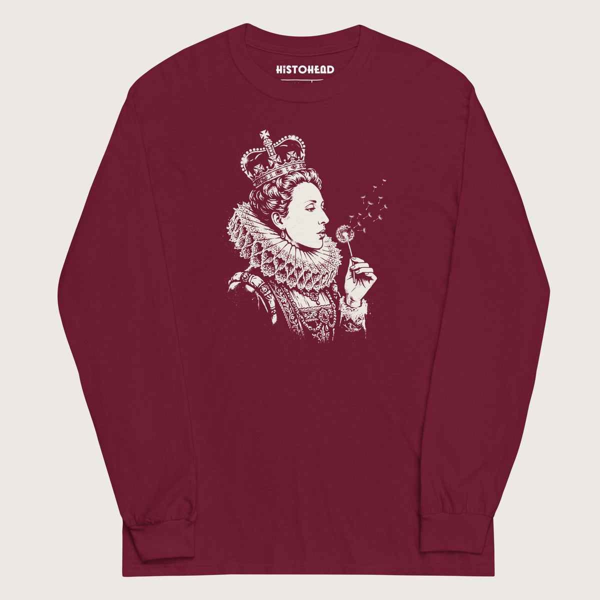Maroon Elizabeth I Blowing Wishes - Long Sleeve - history buff gift by HistoHead