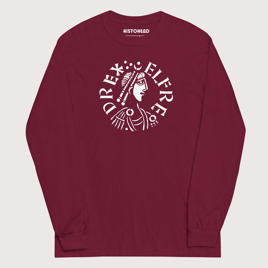 Maroon Alfred the Great Penny - Long Sleeve - history buff gift by HistoHead