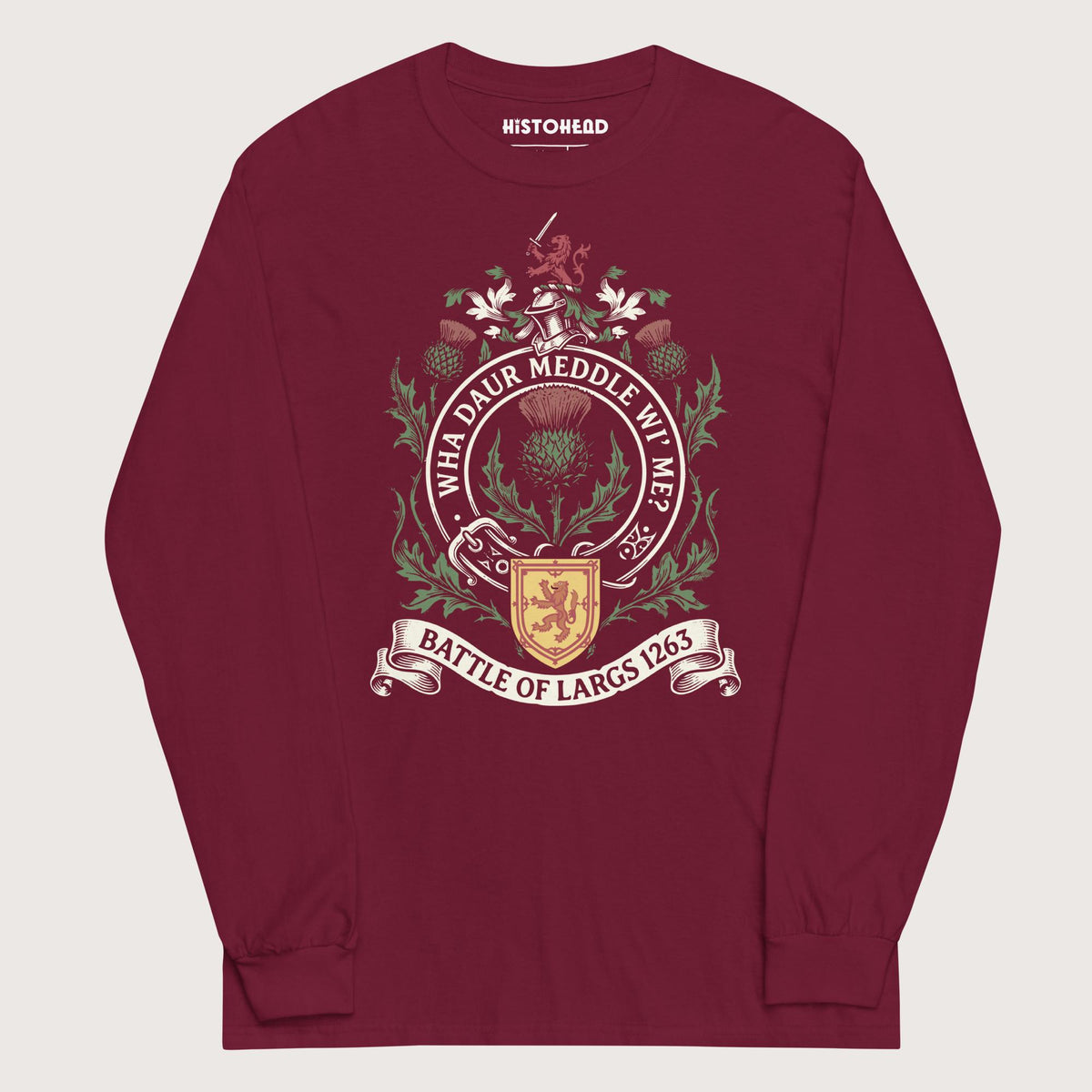 Maroon Scotland Battle of Largs 1263 - Long Sleeve - history buff gift by HistoHead