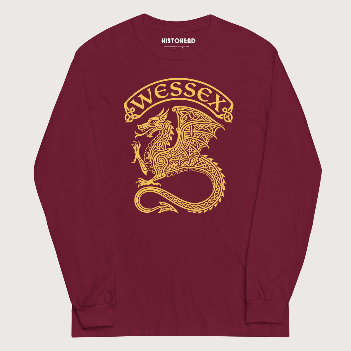 Maroon Wessex Dragon - Long Sleeve - history buff gift by HistoHead