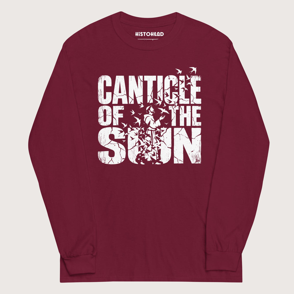 Maroon Canticle of the Sun Saint Francis of Assisi Birds - Long Sleeve - history buff gift by HistoHead