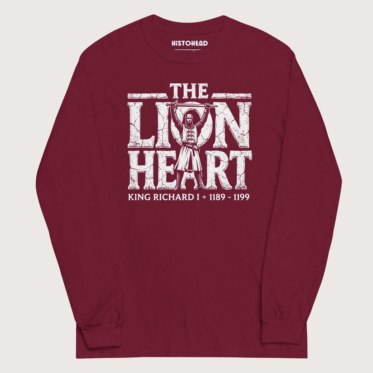 Maroon Richard the Lionheart - Long Sleeve - history buff gift by HistoHead