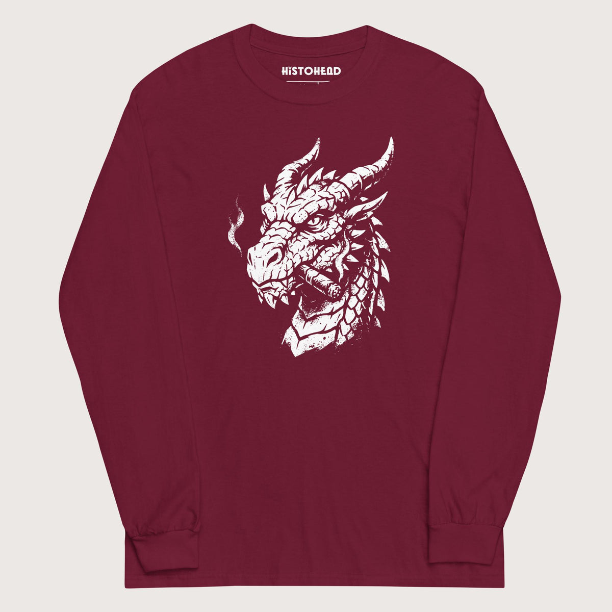 Maroon Smoking Dragon - Long Sleeve - history buff gift by HistoHead
