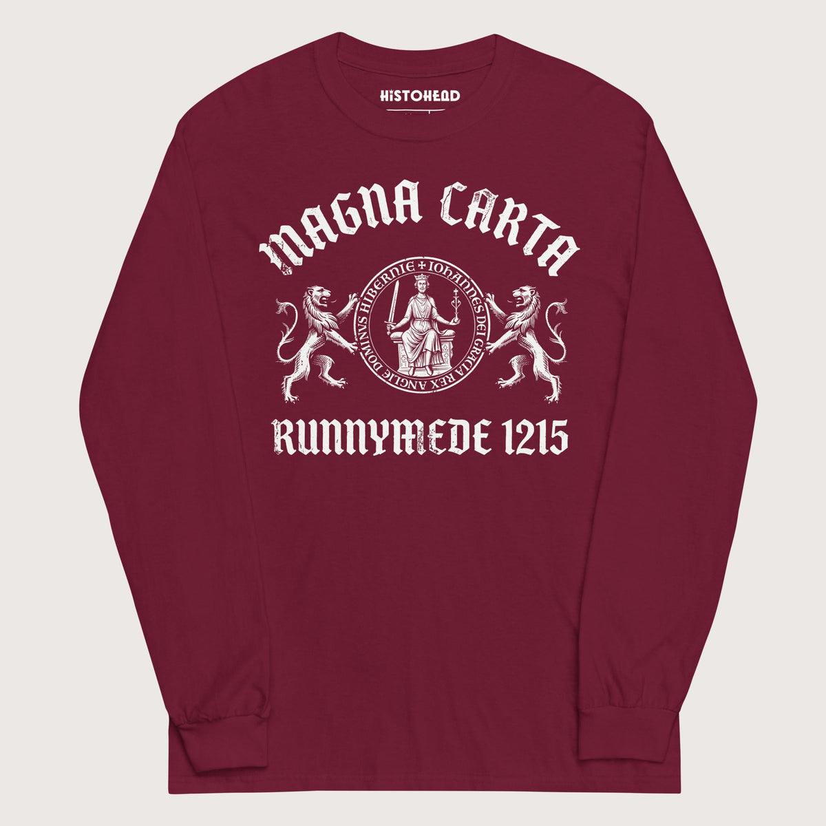 Maroon Magna Carta King John Seal - Long Sleeve - history buff gift by HistoHead
