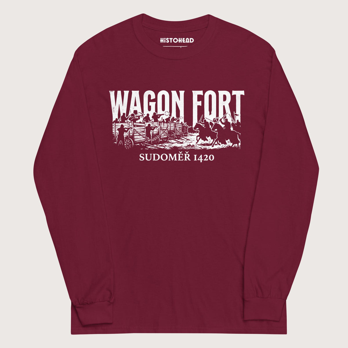 Maroon Wagon Fort Battle of Sudoměř - Long Sleeve - history buff gift by HistoHead